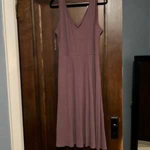 A New Day long fit and flare ribbed dress,V neck Color dark purple size large.